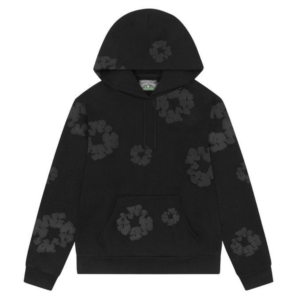 Denim Tears Mono Cotton Wreath Hoodie Black XL NWT Puff Print